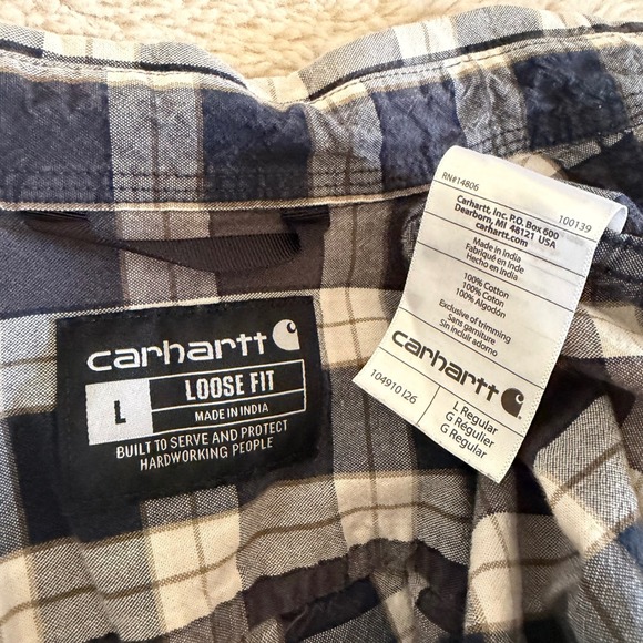 Carhartt Loose Fit Plaid Shirt Button Up Long Sleeve Oversized Indie Granola Dad - Picture 6 of 7